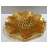 Marigold carnival glass fruit plate