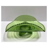 Vintage green pressed glass fruit bowl