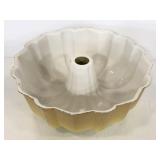 Yellow and white vintage metal Bundt cake pan