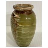 Small hand carved jade marble onyx vase