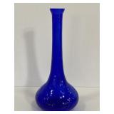 Vintage cobalt blue crackle glass vase