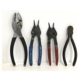 Lot of 4 assorted pliers & ring pliers