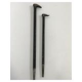 Pair of snap-on rolling head pry bars