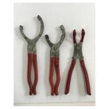 Pair of oil filter pliers & one wire pliers