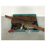 Tray of assorted work tools and other supplies