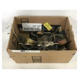 Box of assorted work brackets and other supplies