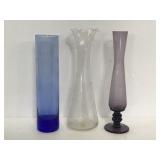 Lot of 3 assorted skinny vases