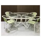 Vintage glass top patio table & chair set