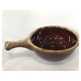 Vintage Hull brown ceramic cookware bowl w/ handle