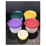 Four vintage Tupperware 4oz containers plus one