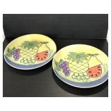 Matching hand painted fruit dinner plates