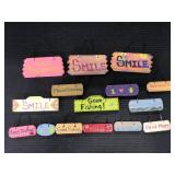 Lot of 15 assorted small wooden hand made signs