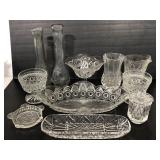 Eleven assorted cut glass pieces