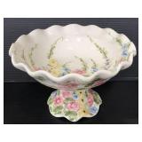 English Garden ceramic floral pedestal bowl
