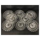 Set of eight cut glass appetizer plates