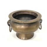 Vintage heavy brass pedestal planter