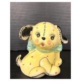 Yellow ceramic dog small planter