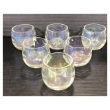 Six iridescent punch glasses