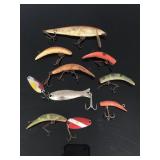 Lot of ten vintage fishing lures