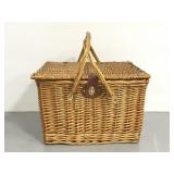 Large handled wicker picnic basket