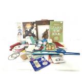 Sewing items with beads and knitting needles