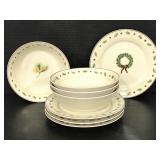 Set of 8 Merry Brite Christmas bowls & plates