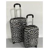 Matching leopard hard-side rolling luggage set