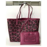 Coach animal print leather tote & wristlet