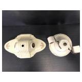 Two ceramic antique light fixtures