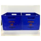 Two blue milk crates