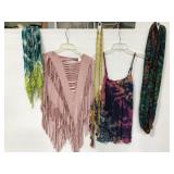 Boho hippie style tops and scarves