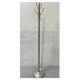 Vintage tall brushed metal coat rack stand
