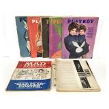 Five vintage Playboy magazines & 2 others