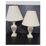 Two ceramic victorian print lamps
