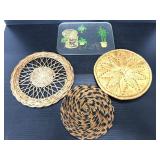 Four assorted pot hot plates