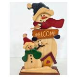 Wood snowman Welcome sign