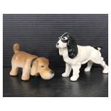 Two petite ceramic dog figures