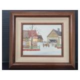 H. Hargrove framed winter scene print