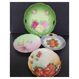 Vintage floral painted porcelain plates