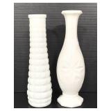 Two milk glass vases