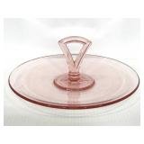 Vintage pink depression glass tidbit tray