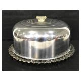 Aluminum and glass serving dish