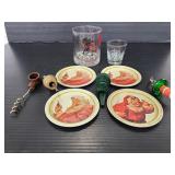 Vintage bar bottle stoppers, glasses and more