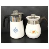Two vintage Corning Ware percolators