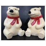Pair of Coca-Cola polar bear coin banks vintage
