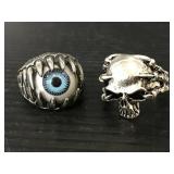 Gothic skull and eyeball teeth rings