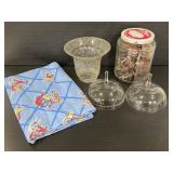 Collection of vintage glass, fabric, & wood knobs