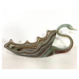 Large glass multi color swan dish