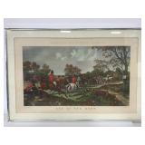 End of the Hunt colored engraving framed
