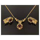 Bejeweled necklace & clip earring set